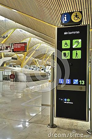 Without barriers sign inside of airport terminal