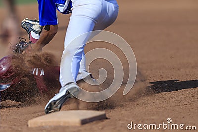 Baseball Action Image - Head first slide into base