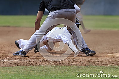 Baseball Action Image - Head first slide into base