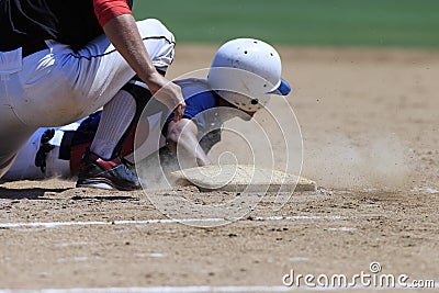 Baseball Action Image - Head first slide into base