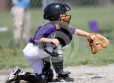 Baseball Catcher catching ball