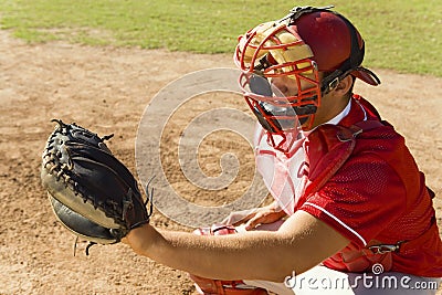 Baseball Catcher During The Game