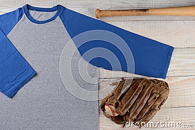 Baseball Jersey With Glove and Bat