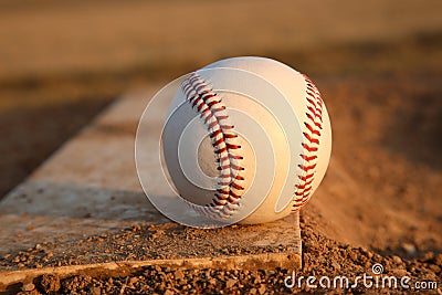 Baseball on Pitchers Mound Rubber