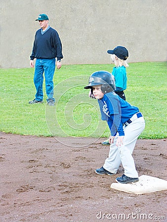 T-Ball player on base,