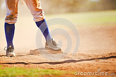 Baseball player on the base