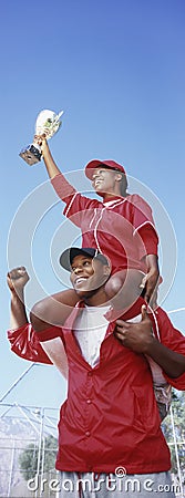 Baseball Players With Trophy