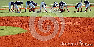 Baseball team stretch