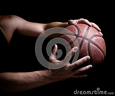 Basketball ball in the hands