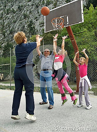 Basketball, grandparents and grandchildren