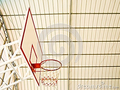 Basketball hoop in stadium