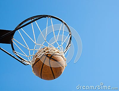 Basketball in the net - abstract concept of succes