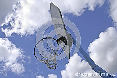 Basketball Net Against Blue Sky with Clouds