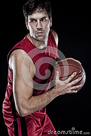 Basketball player with a ball