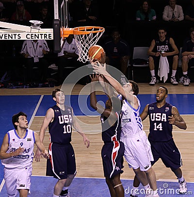 Basketball player rebounding