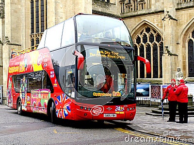 Bath City Tour Bus, outside Bath Abbey