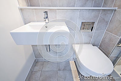 Bathroom detail with toilet and wash basin