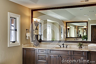 Bathroom with Large Mirror