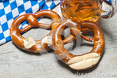 Bavarian beer mug and pretzels