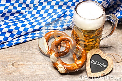 Bavarian beer mug and pretzels