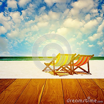 Beach chairs with summer time