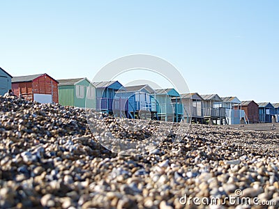 Beach Huts on pebble beach