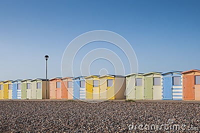 Beach Huts at Seaford, Sussex, UK.