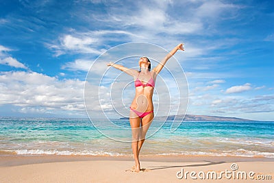 Beach play bikini woman