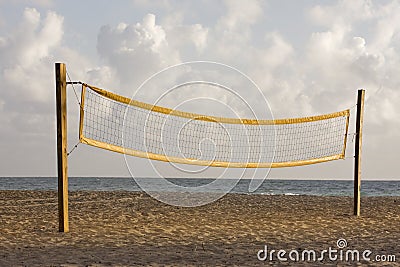 Beach volleyball playing court and net