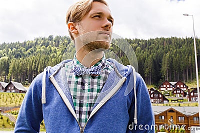 Bearded fashion man in bowtie