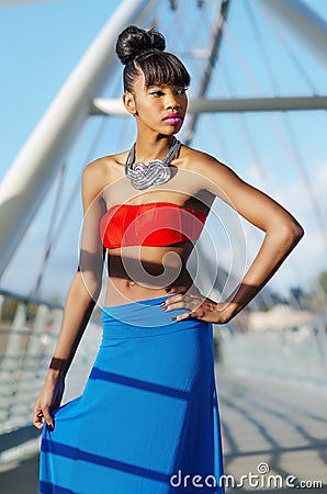 Beautiful African American fashion model