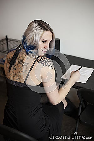 Alternative Goth Girl Fills Out a Job Application