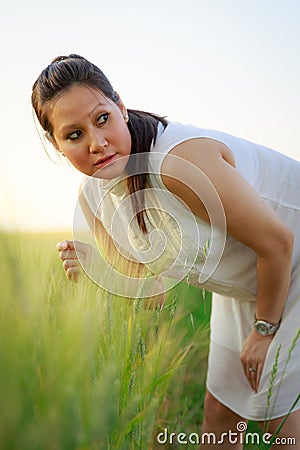 Beautiful asian woman enjoying nature