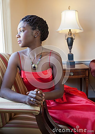 Beautiful Black Woman in Living Room