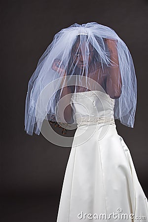 Beautiful black woman in a wedding dress