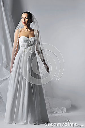 Beautiful bride in a luxurious wedding dress