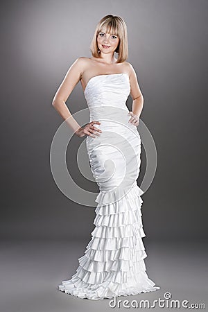 Beautiful bride in the wedding gown