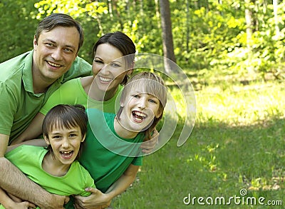 Beautiful Caucasian family of four