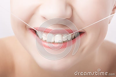 Beautiful Caucasian Woman Smile. Dental Care Concept