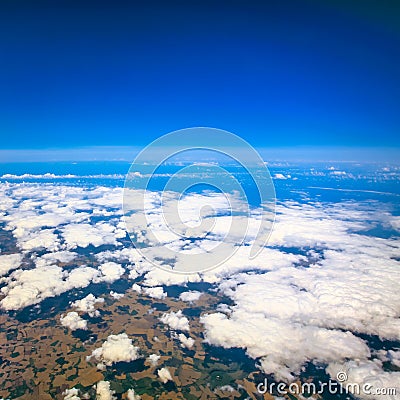 Beautiful cloudy sky view from air plane window