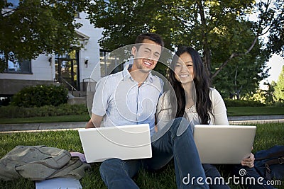 Beautiful College Students Studying together