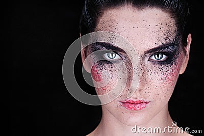 Beautiful Face of Young Woman with fashion makeup