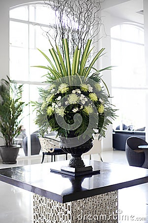 Beautiful flower arrangement in large foyer