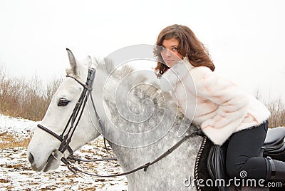 Beautiful girl horseback on horse