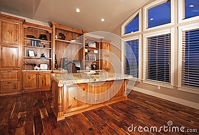 Beautiful home office with wood floors