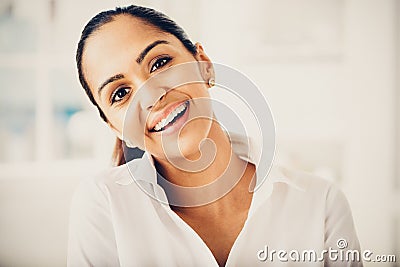 Beautiful Indian business woman portrait smiling happy