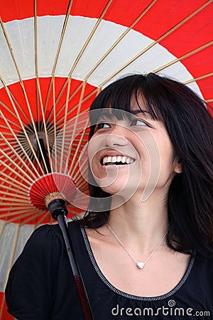 Beautiful Japanese with traditional umbrella