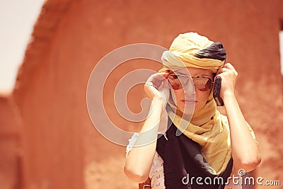 Beautiful lady with scarf