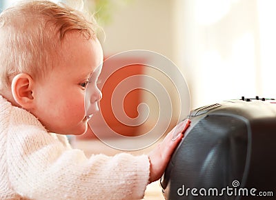 Little girl with a CD player