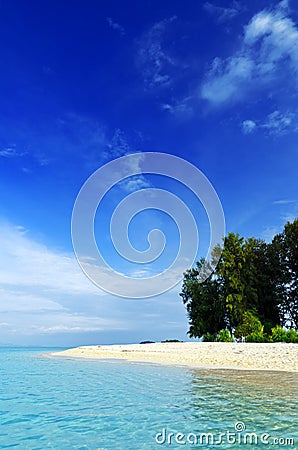 Tropical beach. Blue sky and clear water